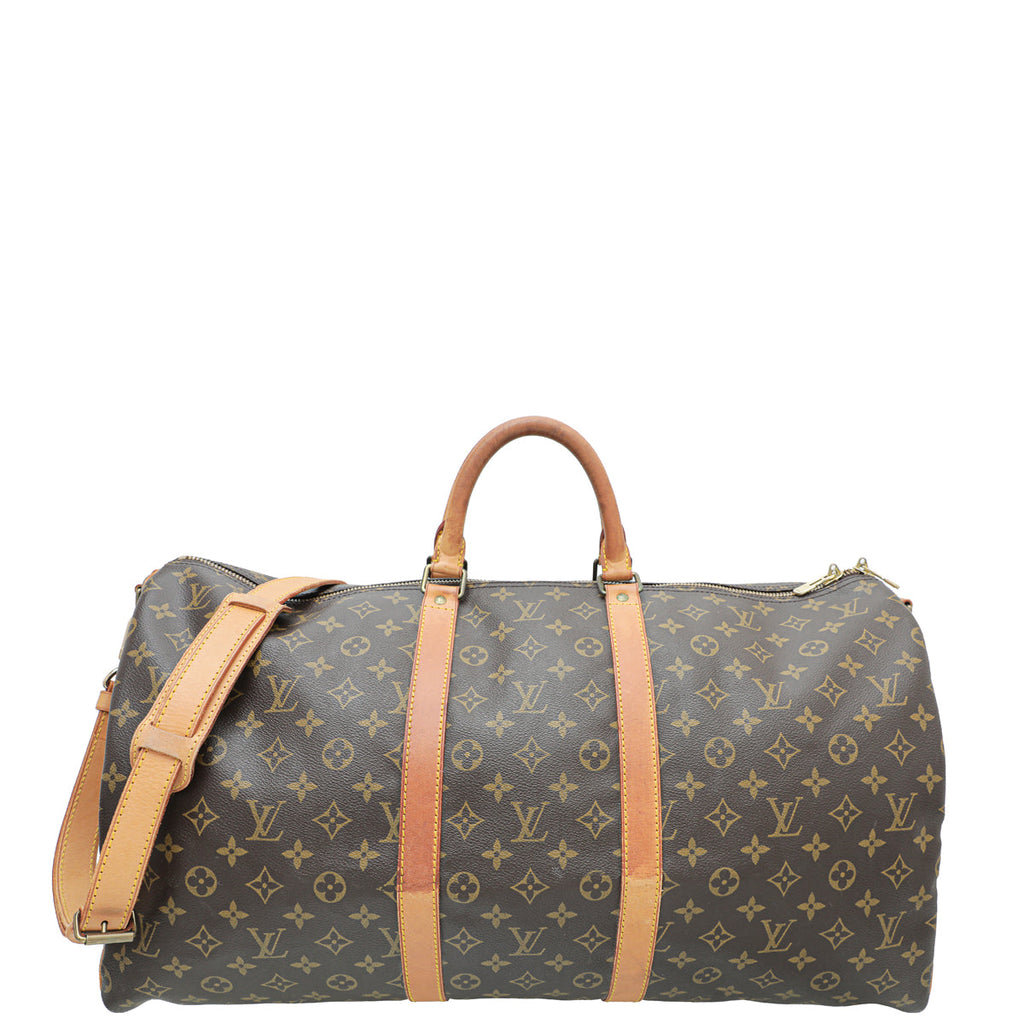 Louis Vuitton Brown Monogram Keepall Bandouliere 55 Bag