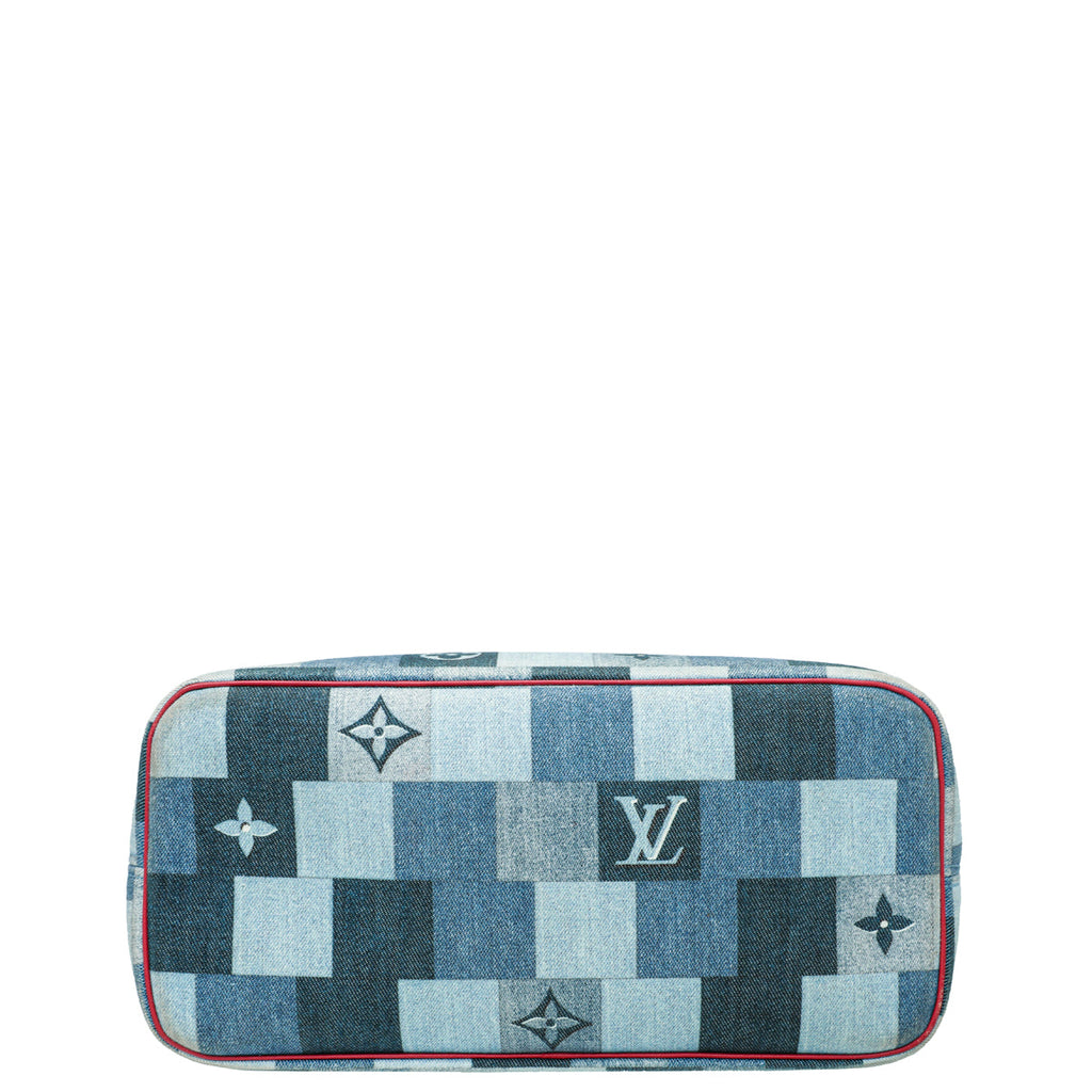 Louis Vuitton Bicolor Denim Damier Monogram Patchwork Neverfull MM Bag