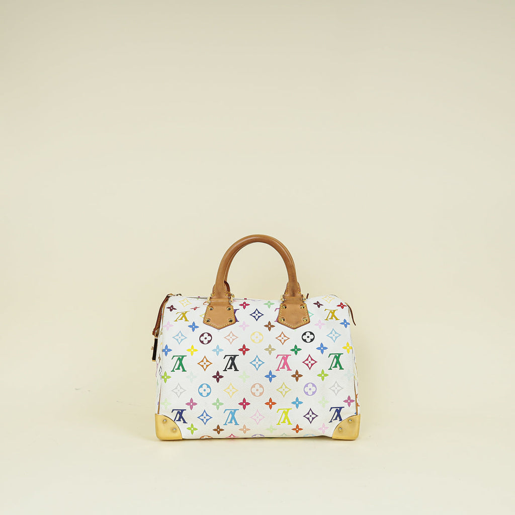 Louis Vuitton White Multicolor Monogram Speedy 30 Bag