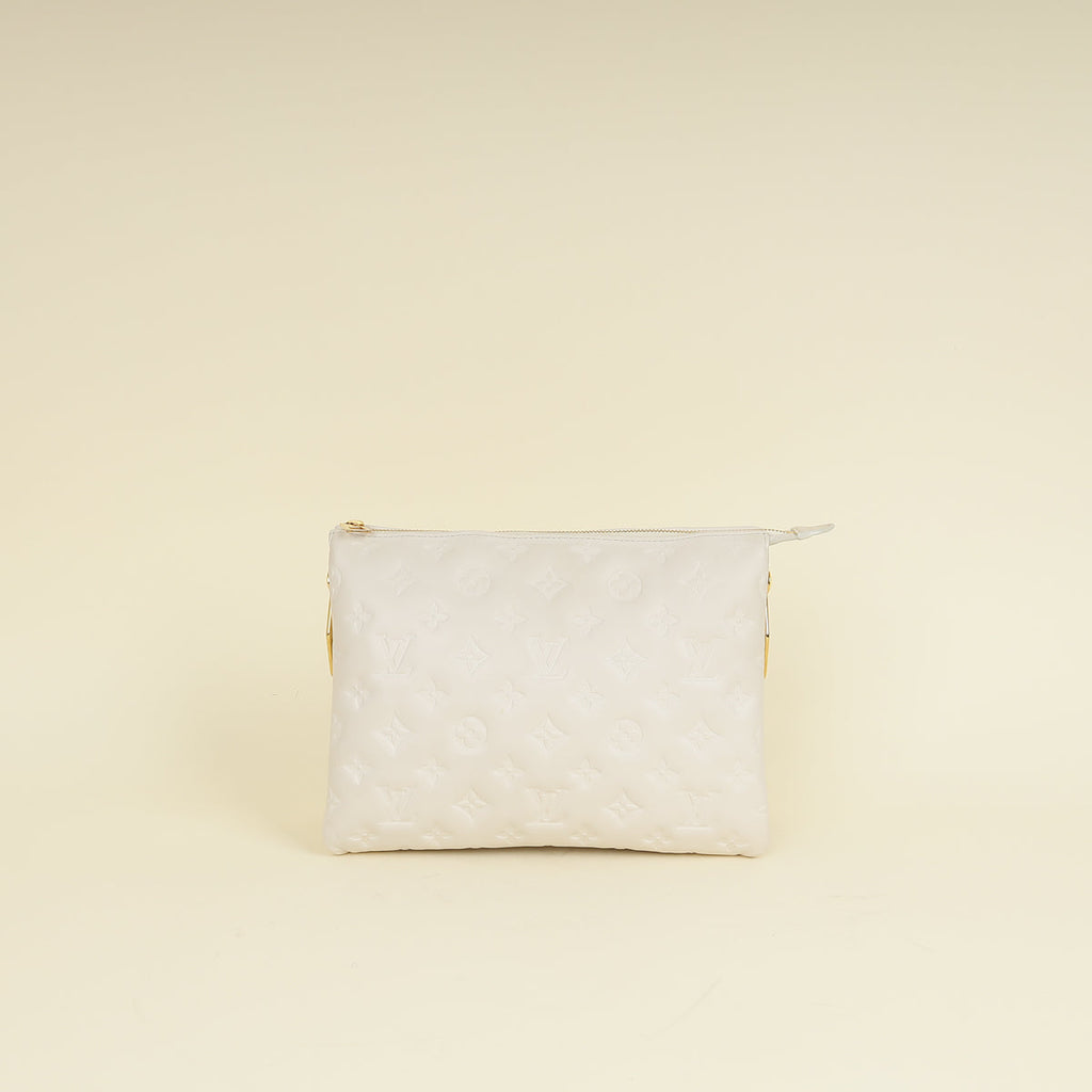 Louis Vuitton Creme Monogram Emperinte Coussin PM Bag