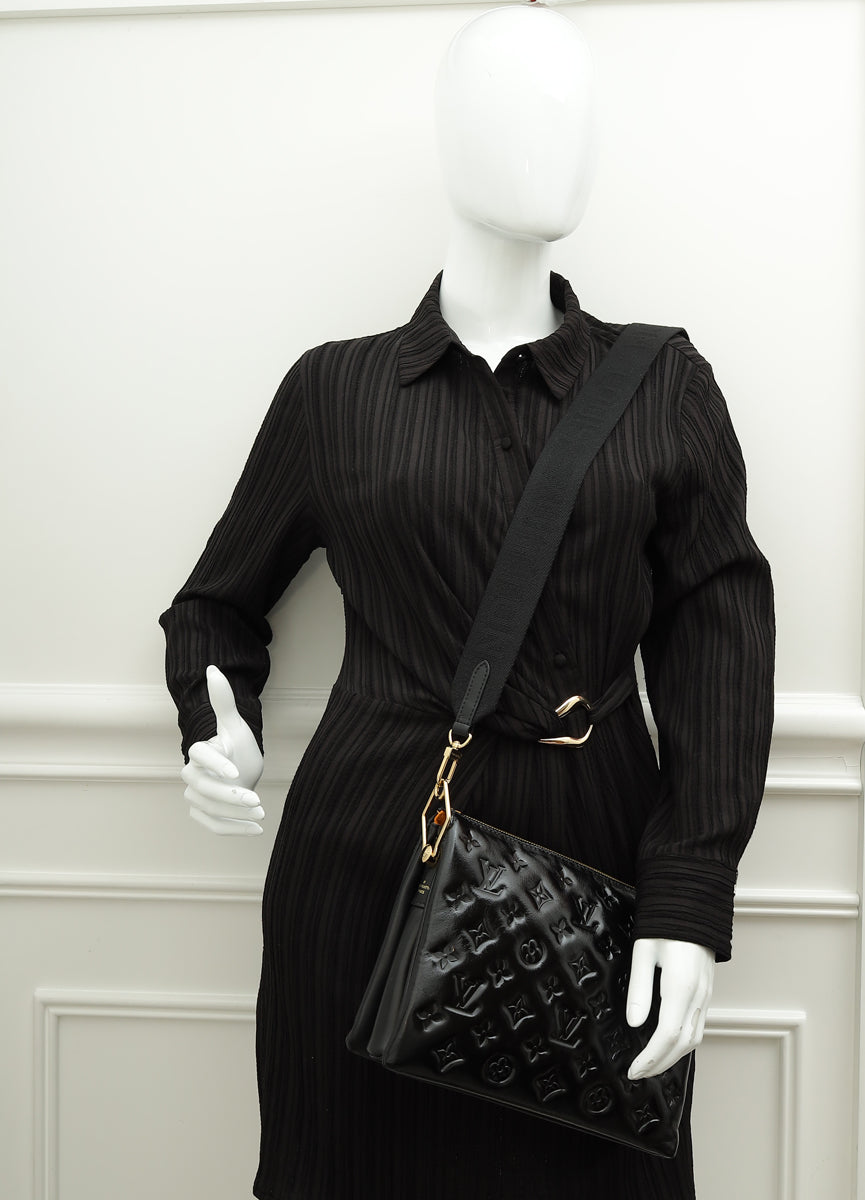 Louis Vuitton Black Monogram Embossed Glazed Coussin PM Bag