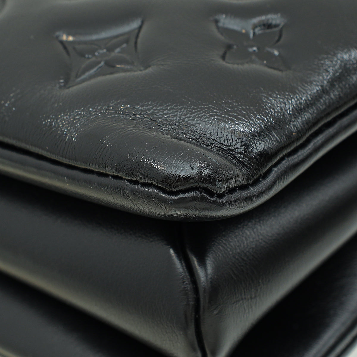 Louis Vuitton Black Monogram Embossed Glazed Coussin PM Bag