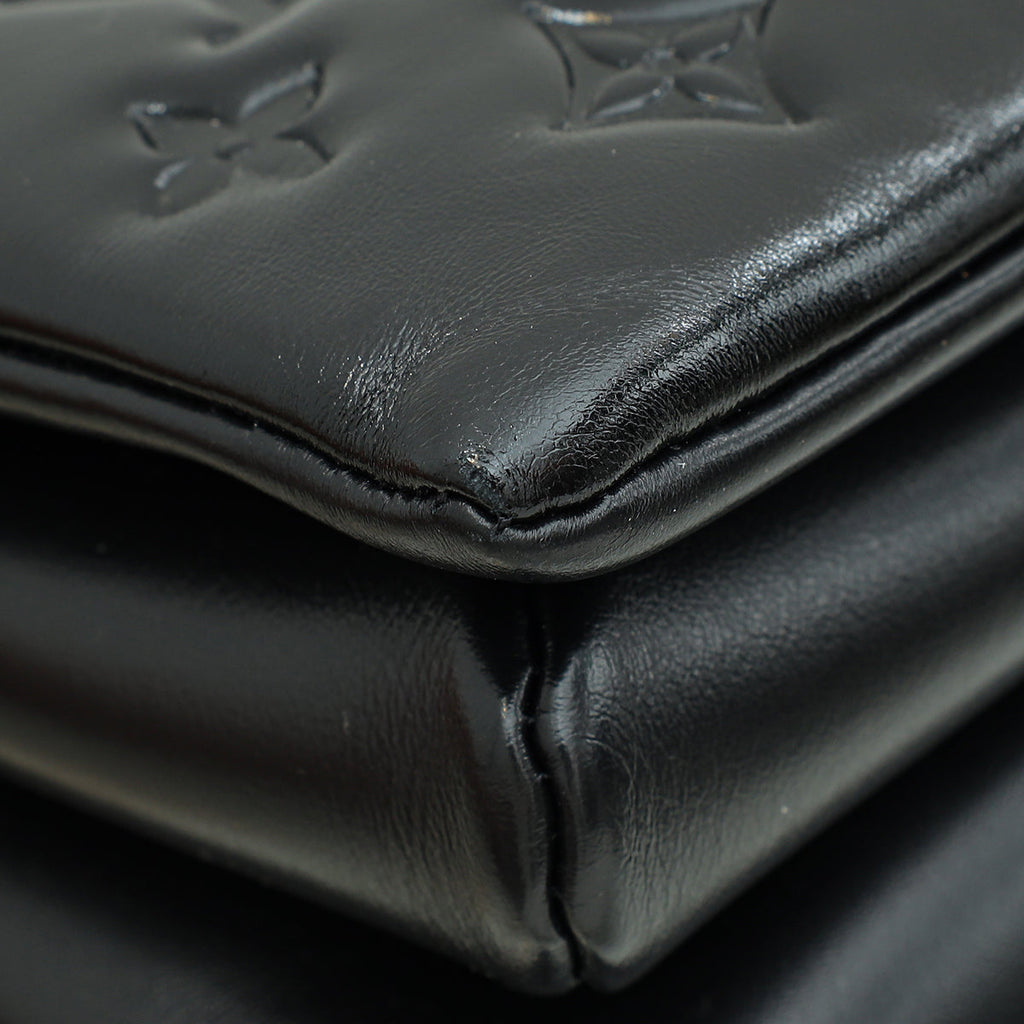 Louis Vuitton Black Monogram Embossed Glazed Coussin PM Bag