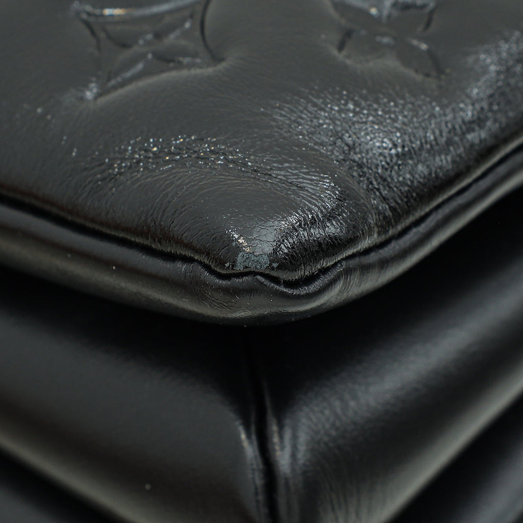 Louis Vuitton Black Monogram Embossed Glazed Coussin PM Bag