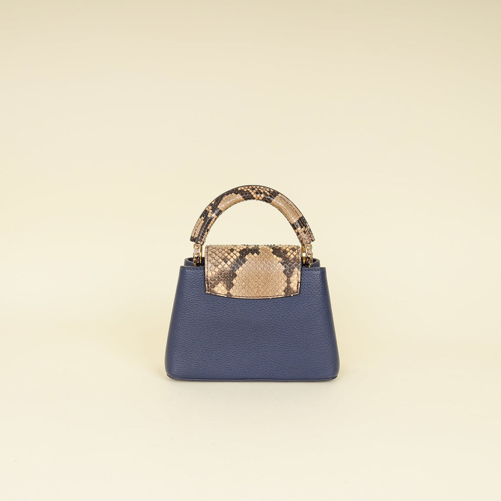 Louis Vuitton Blue Mini Capucine Python Details Bag