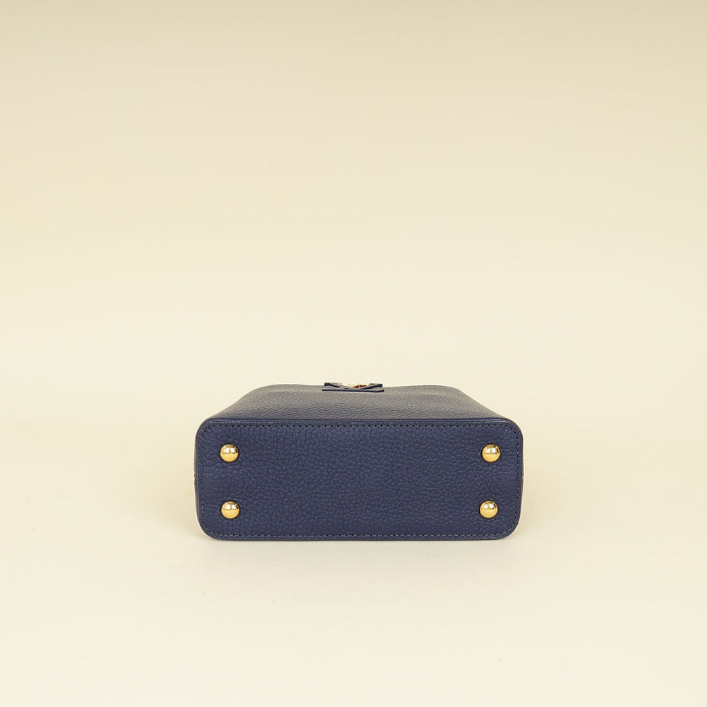 Louis Vuitton Blue Mini Capucine Python Details Bag
