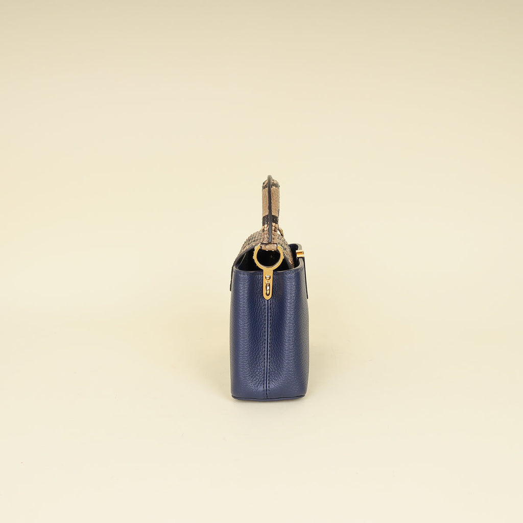 Louis Vuitton Blue Mini Capucine Python Details Bag