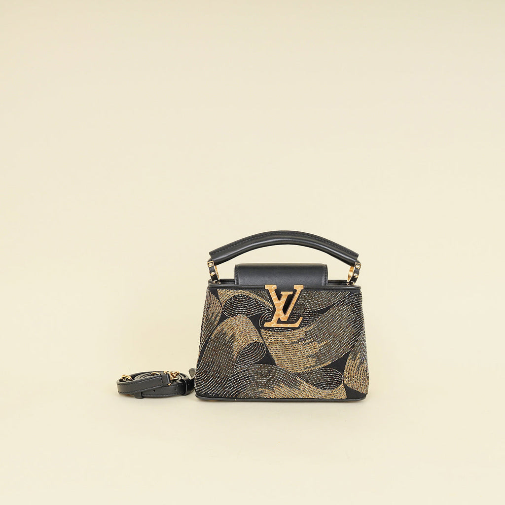 Louis Vuitton Bicolor Satin Beaded Embroidered Cruella Mini Capucines Bag