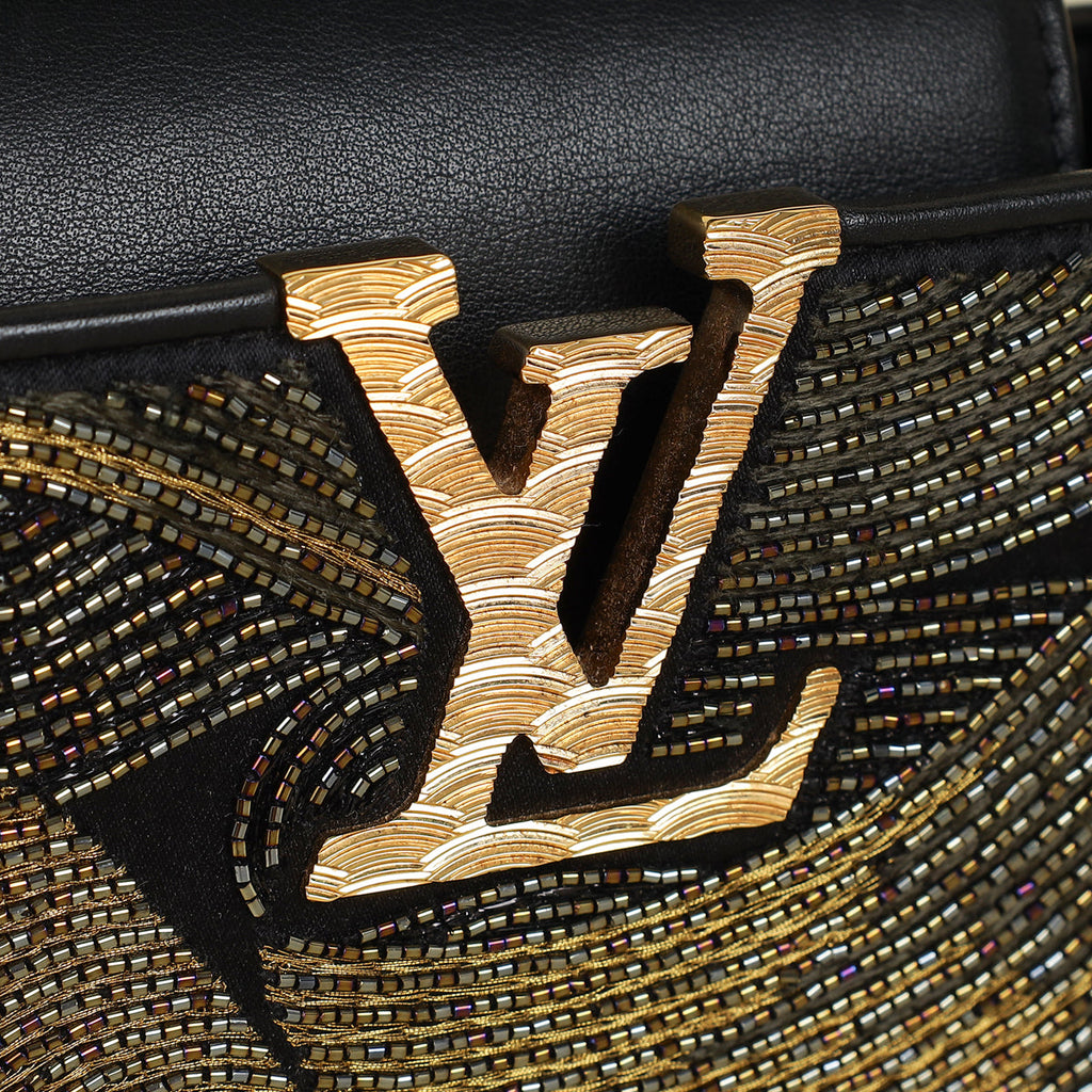 Louis Vuitton Bicolor Satin Beaded Embroidered Cruella Mini Capucines Bag