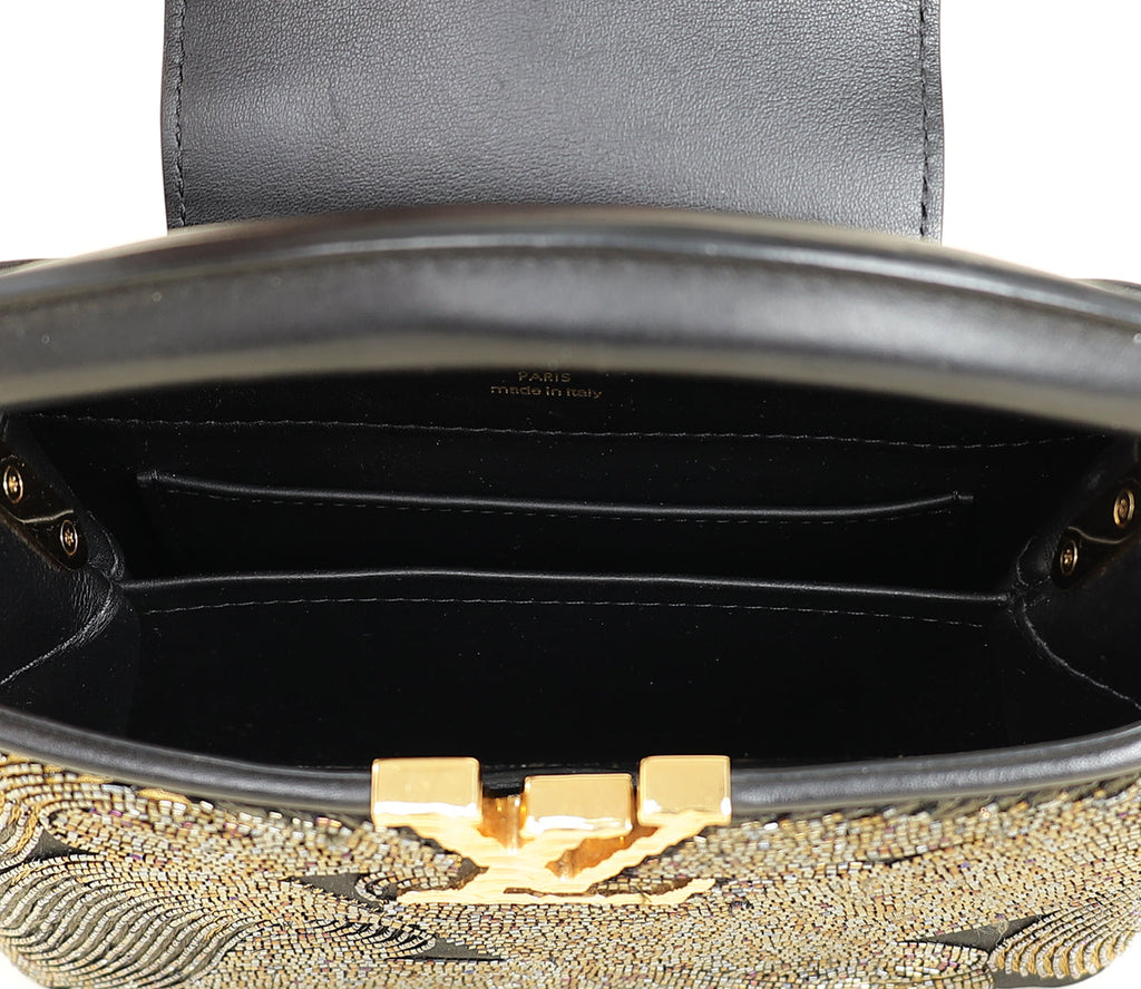 Louis Vuitton Bicolor Satin Beaded Embroidered Cruella Mini Capucines Bag