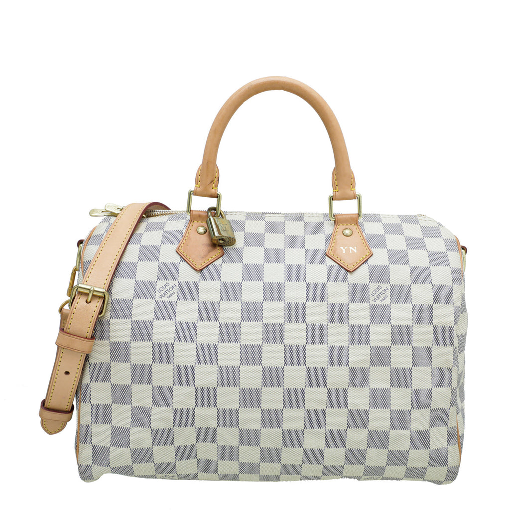 Louis Vuitton Azur Speedy 30 Bandouliere Bag W/ YN Initials
