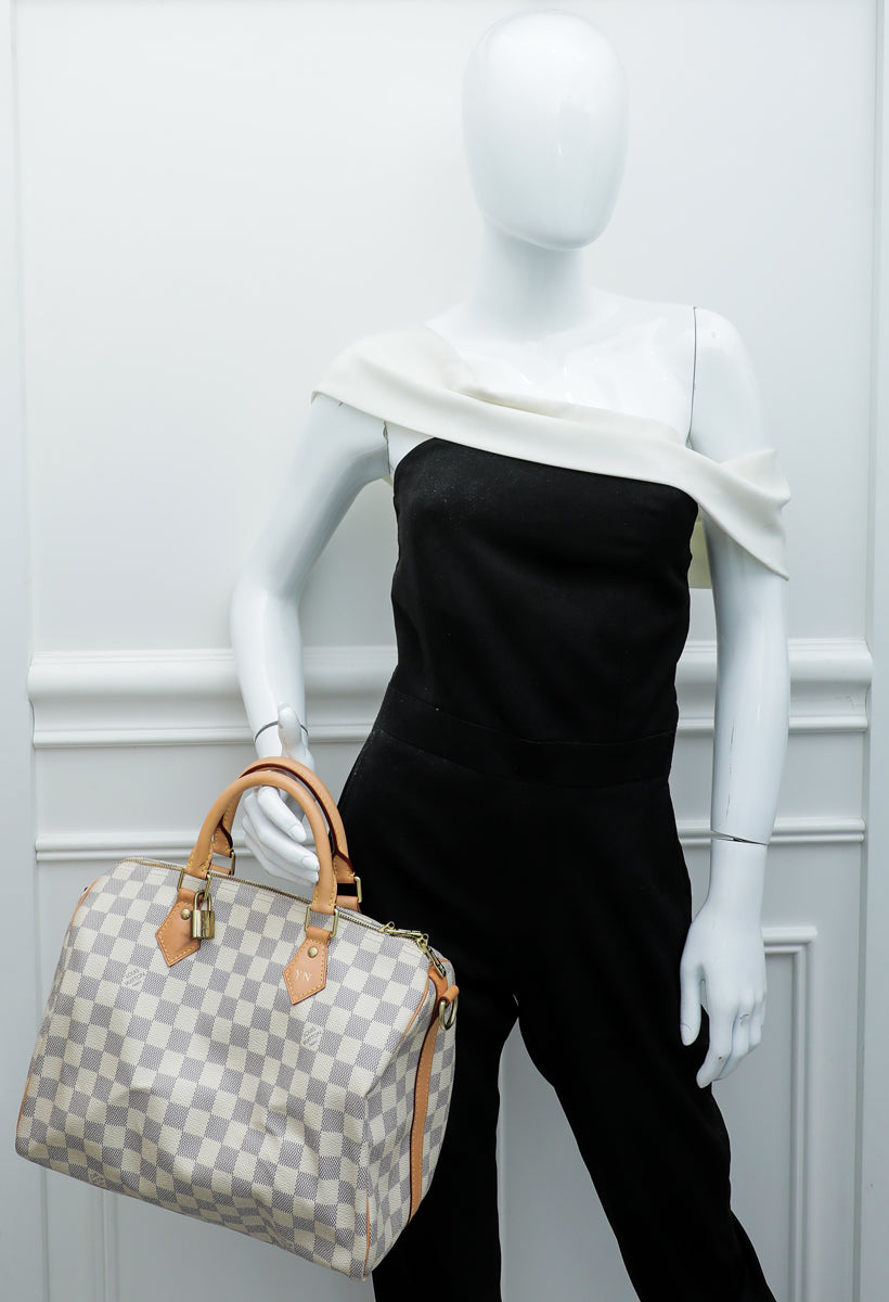 Louis Vuitton Azur Speedy 30 Bandouliere Bag W/ YN Initials