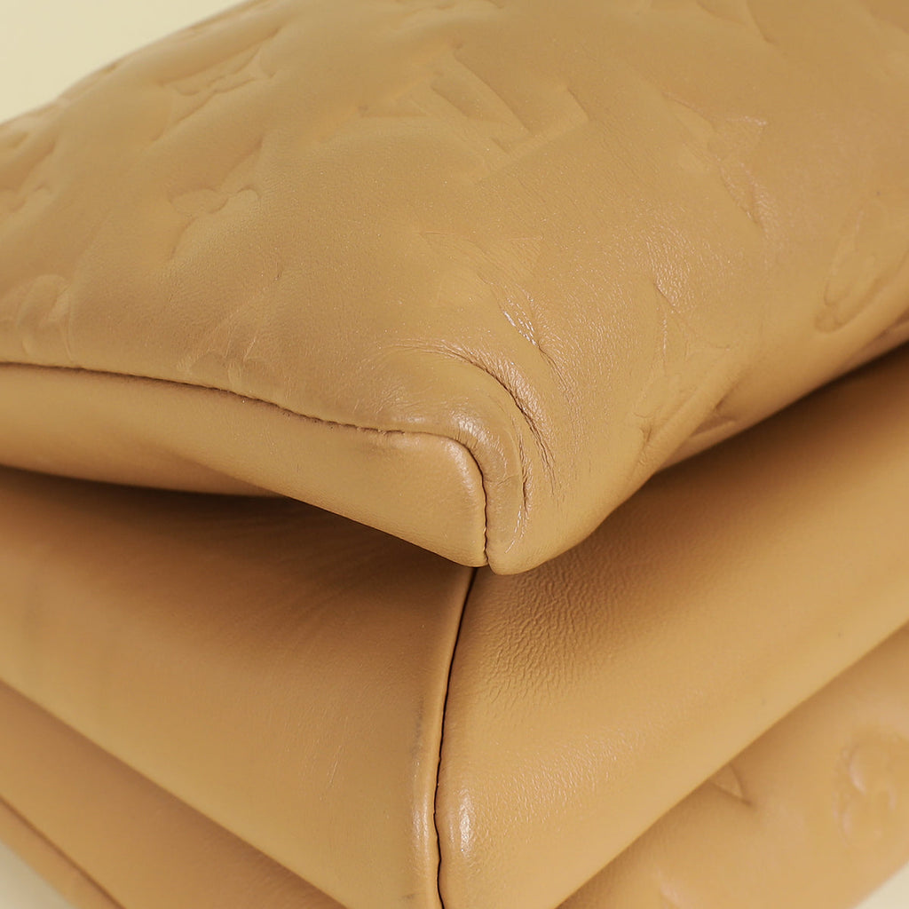 Louis Vuitton Camel Monogram Embossed Puffy Coussin PM Bag