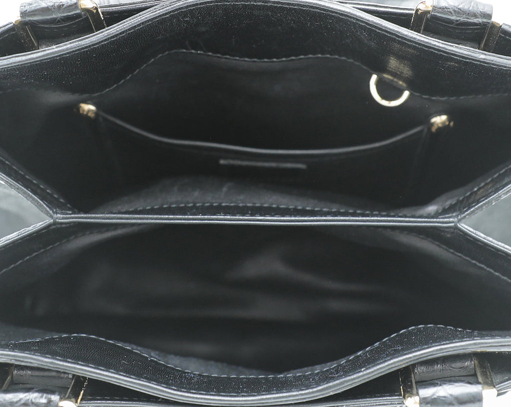 Louis Vuitton Black Satin Pony Alligator Linda Bag
