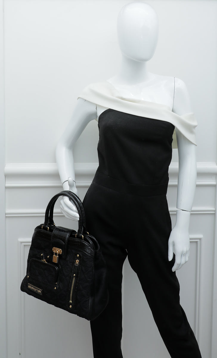 Louis Vuitton Black Satin Pony Alligator Linda Bag