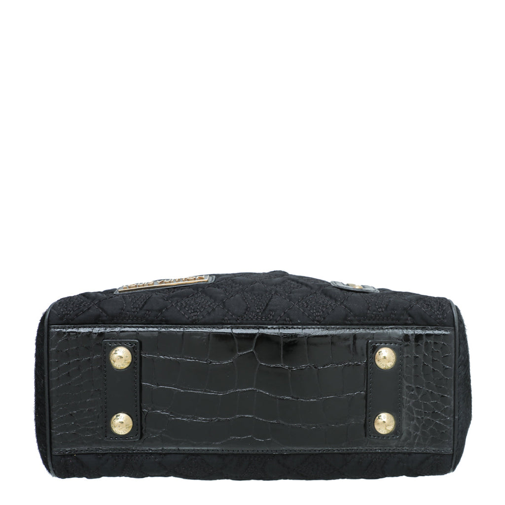 Louis Vuitton Black Satin Pony Alligator Linda Bag