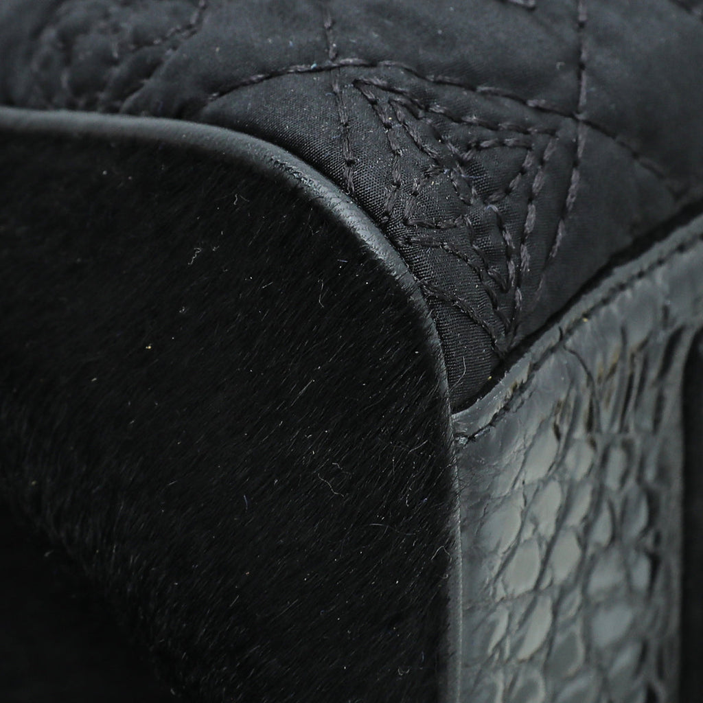 Louis Vuitton Black Satin Pony Alligator Linda Bag