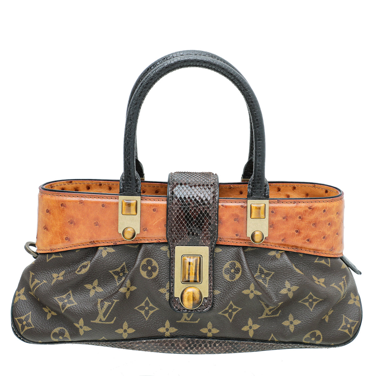 Louis Vuitton Bicolor Monogram Ostrich Lizard Oskar Waltz Bag