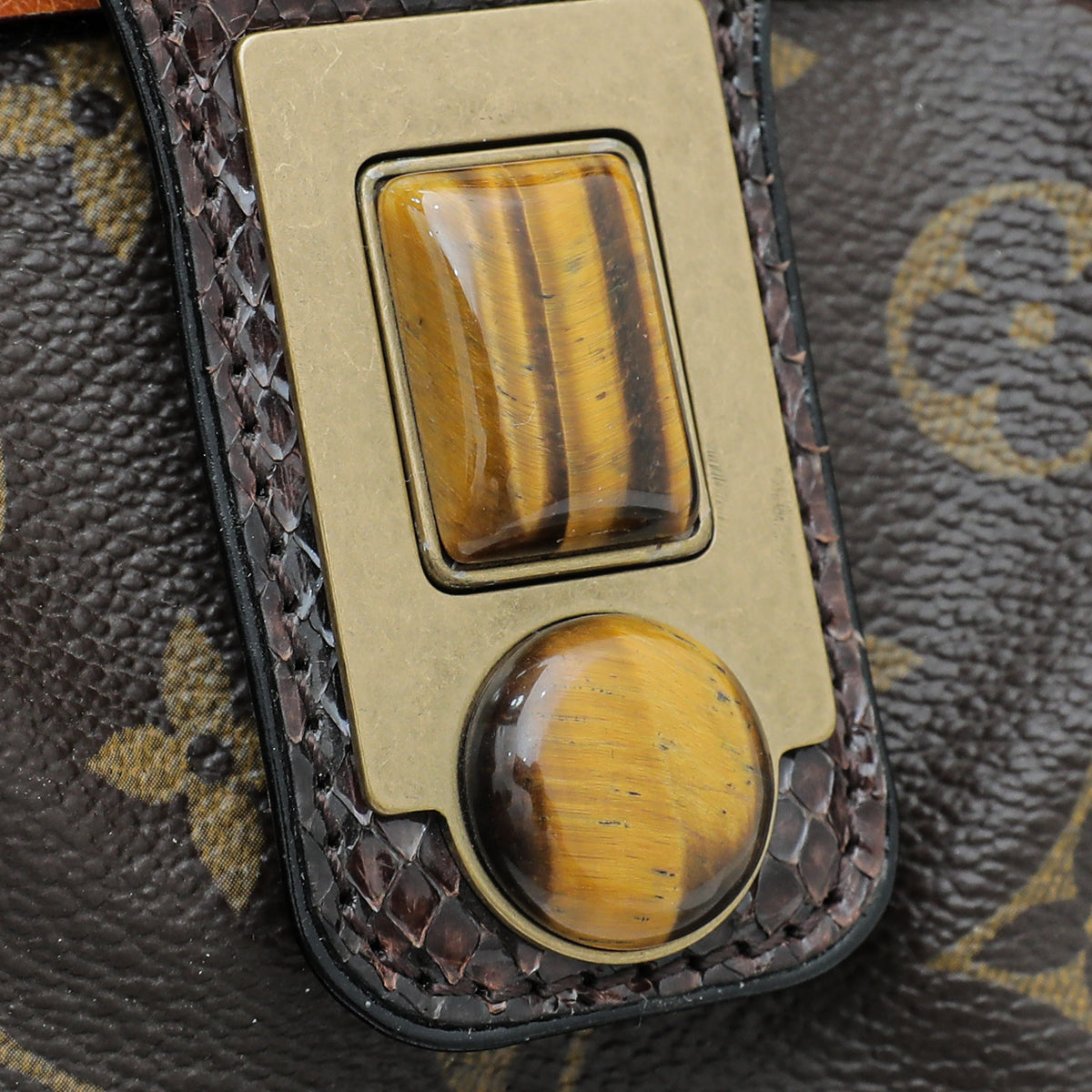Louis Vuitton Bicolor Monogram Ostrich Lizard Oskar Waltz Bag