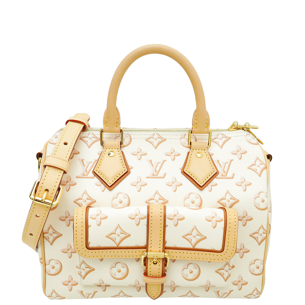 Louis Vuitton Monogram Beige Clair Speedy 25 Bandouliere Bag