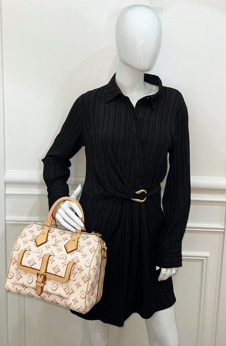 Louis Vuitton Monogram Beige Clair Speedy 25 Bandouliere Bag