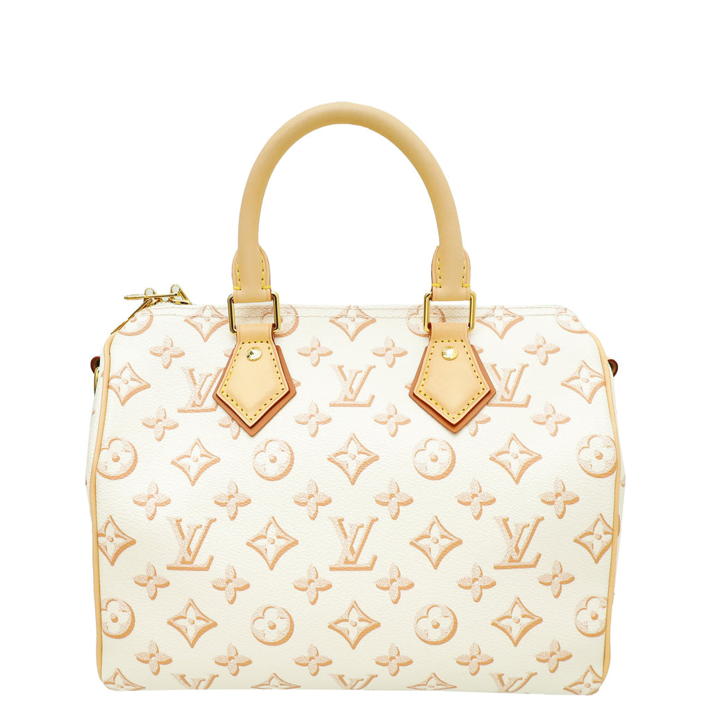 Louis Vuitton Monogram Beige Clair Speedy 25 Bandouliere Bag