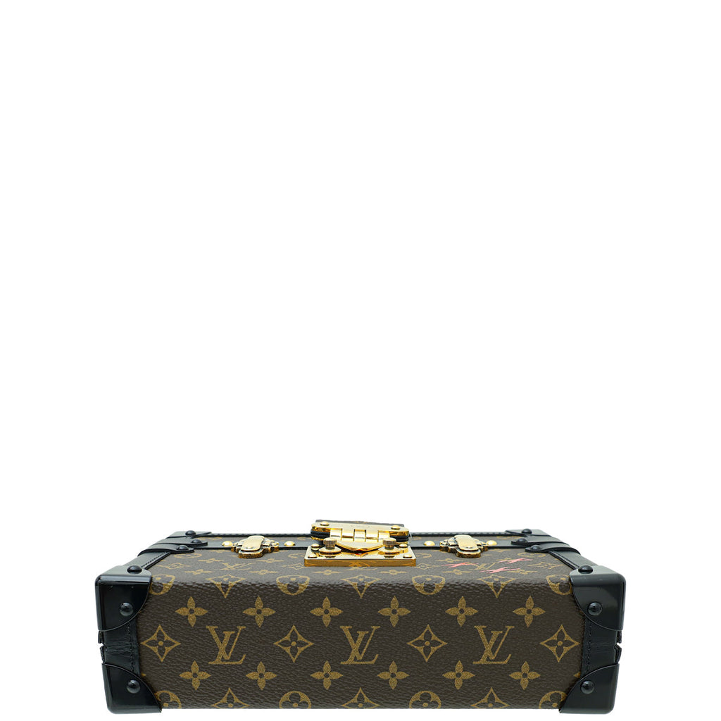 Louis Vuitton Monogram Black Petite Malle Bag W/ Chain