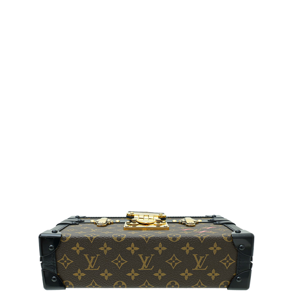 Louis Vuitton Monogram Black Petite Malle Bag W/ Chain
