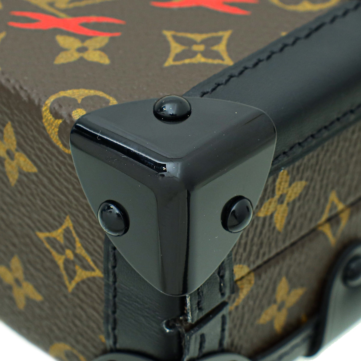 Louis Vuitton Monogram Black Petite Malle Bag W/ Chain