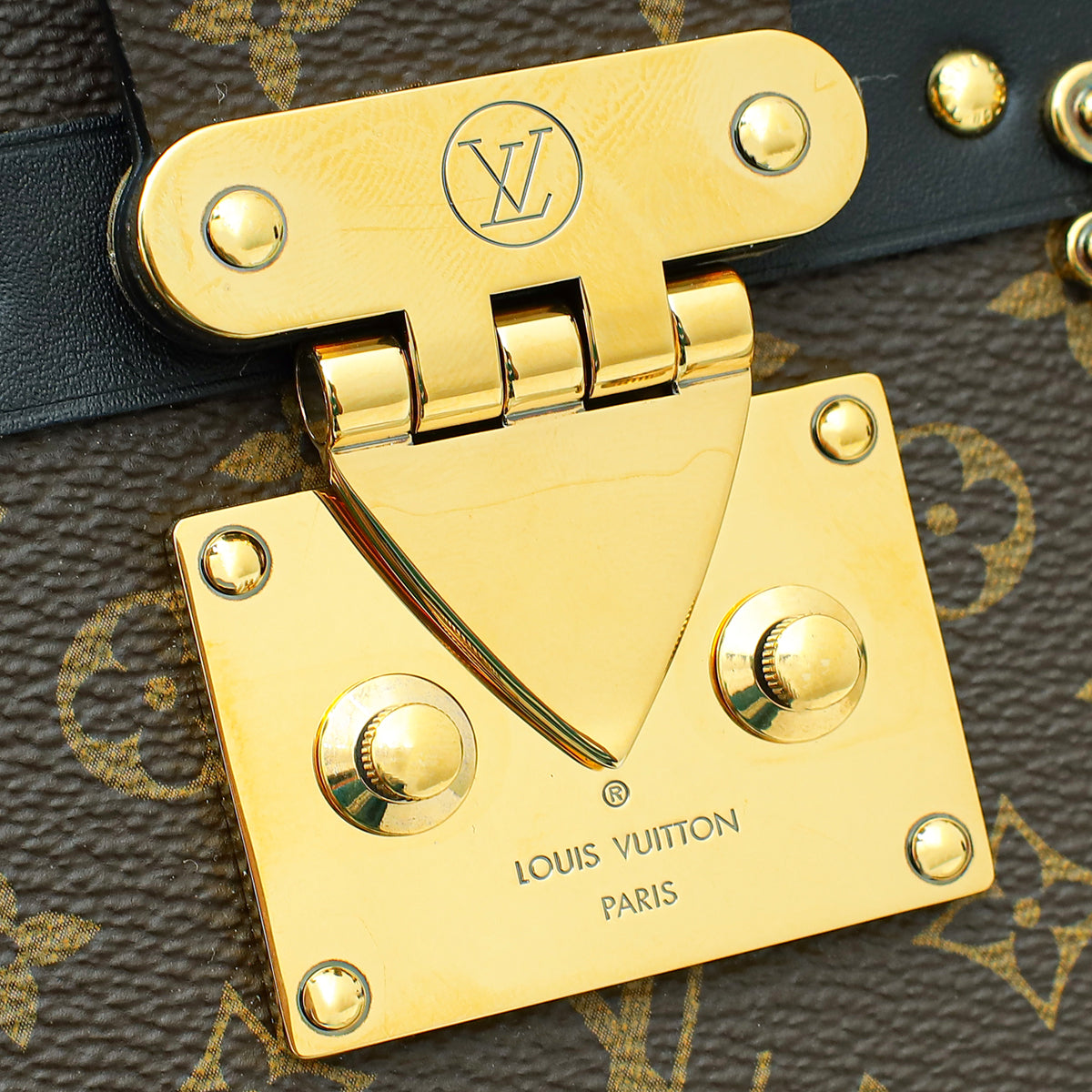 Louis Vuitton Monogram Black Petite Malle Bag W/ Chain