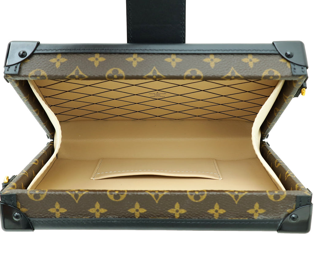 Louis Vuitton Monogram Black Petite Malle Bag W/ Chain