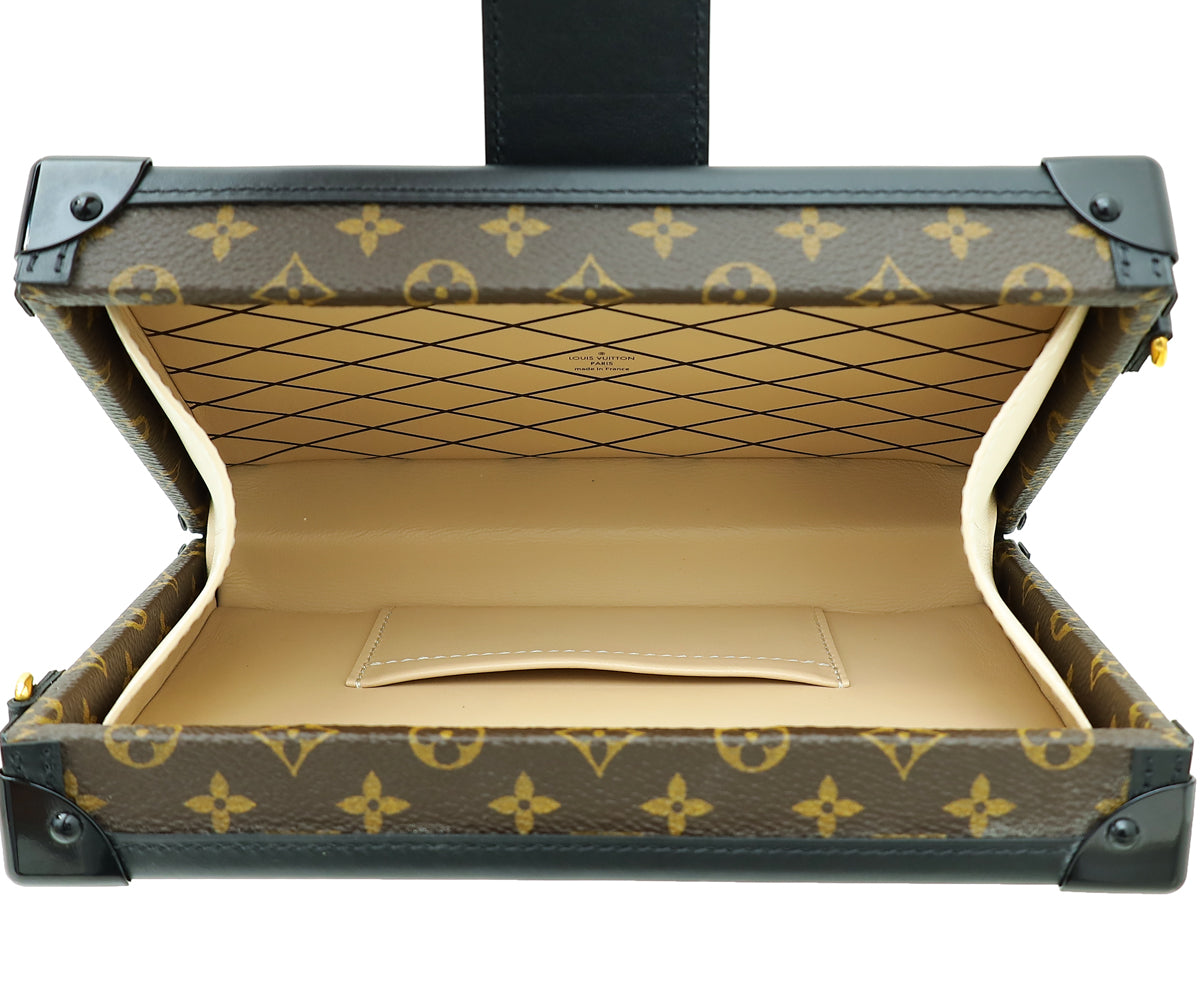 Louis Vuitton Monogram Black Petite Malle Bag W/ Chain