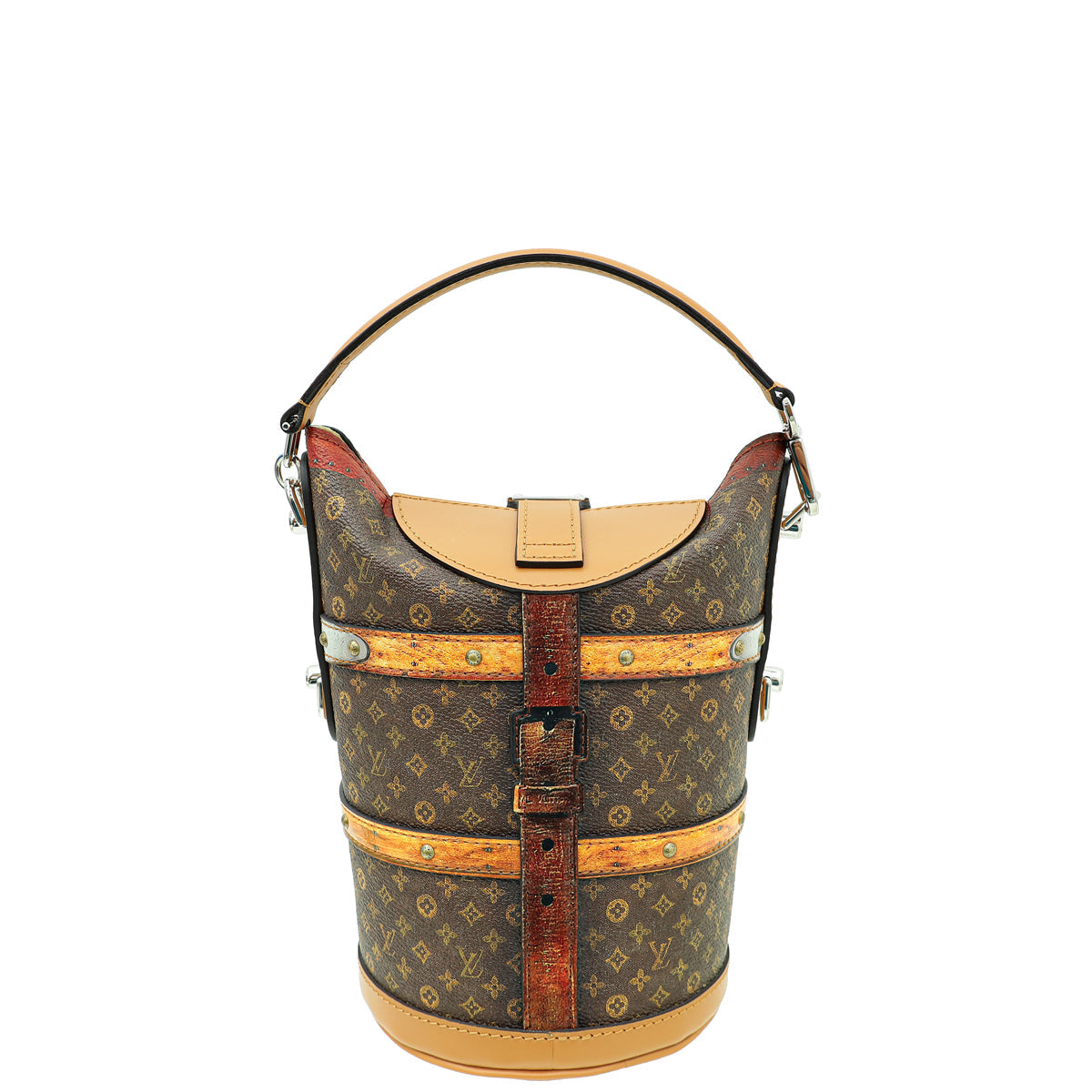 Louis Vuitton Monogram Tan Time Trunk Duffle Bag