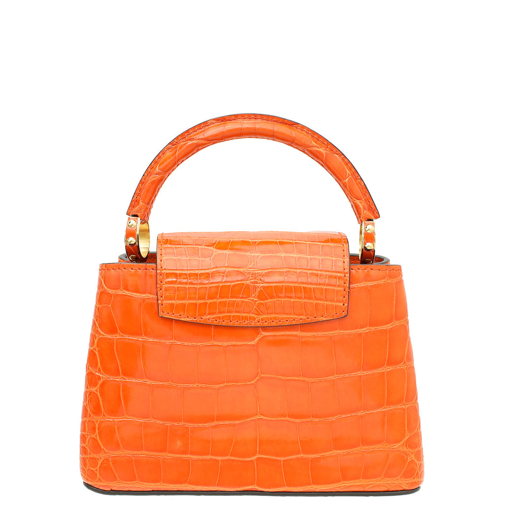 Louis Vuitton Orange Shiny Alligator Mini Capucines Bag