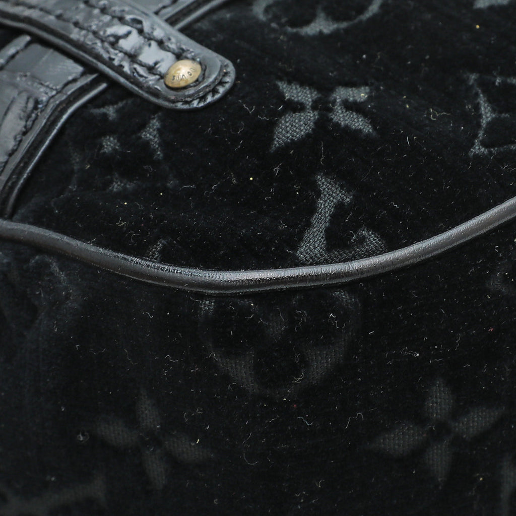 Louis Vuitton Black Vintage Monogram Velours Alligator Gracie MM Bag