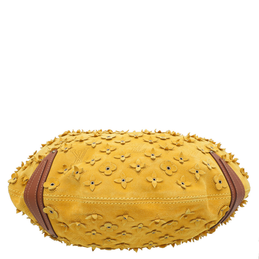 Louis Vuitton Maize Yellow Suede Mahina Fleurs Onatah GM Bag