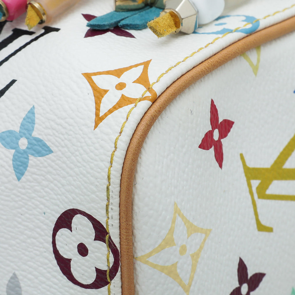 Louis Vuitton White Multicolor Monogram Fringe Speedy 25 Bag