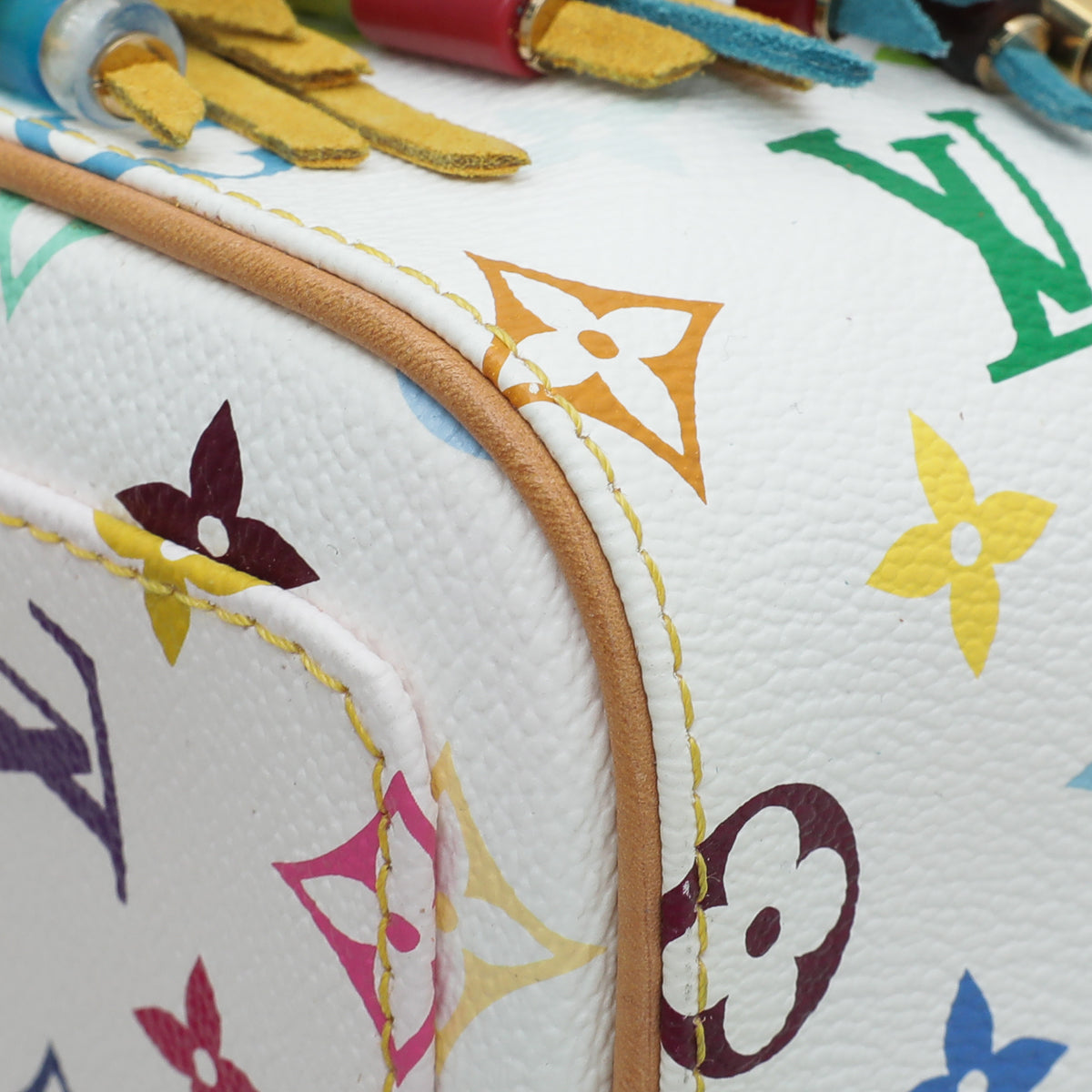 Louis Vuitton White Multicolor Monogram Fringe Speedy 25 Bag