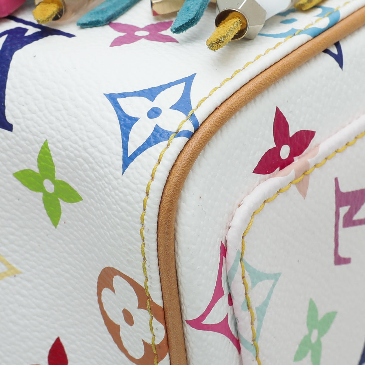 Louis Vuitton White Multicolor Monogram Fringe Speedy 25 Bag