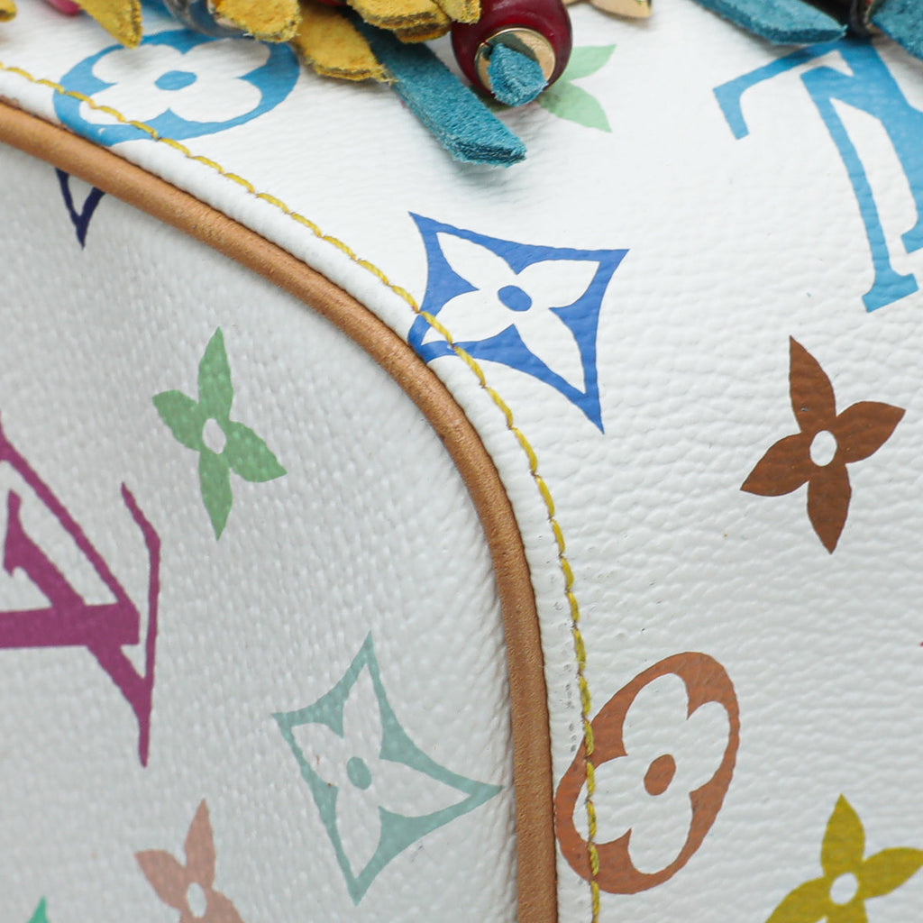 Louis Vuitton White Multicolor Monogram Fringe Speedy 25 Bag
