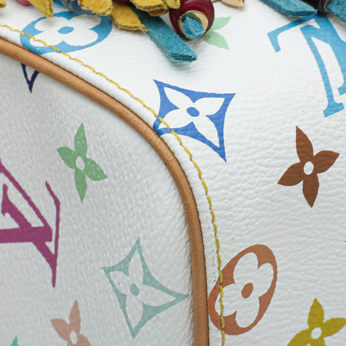 Louis Vuitton White Multicolor Monogram Fringe Speedy 25 Bag