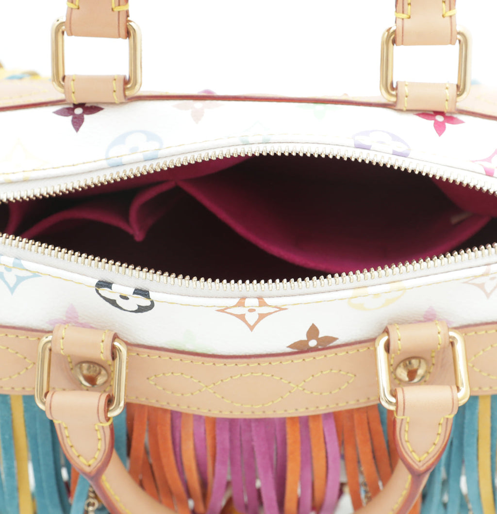 Louis Vuitton White Multicolor Monogram Fringe Speedy 25 Bag