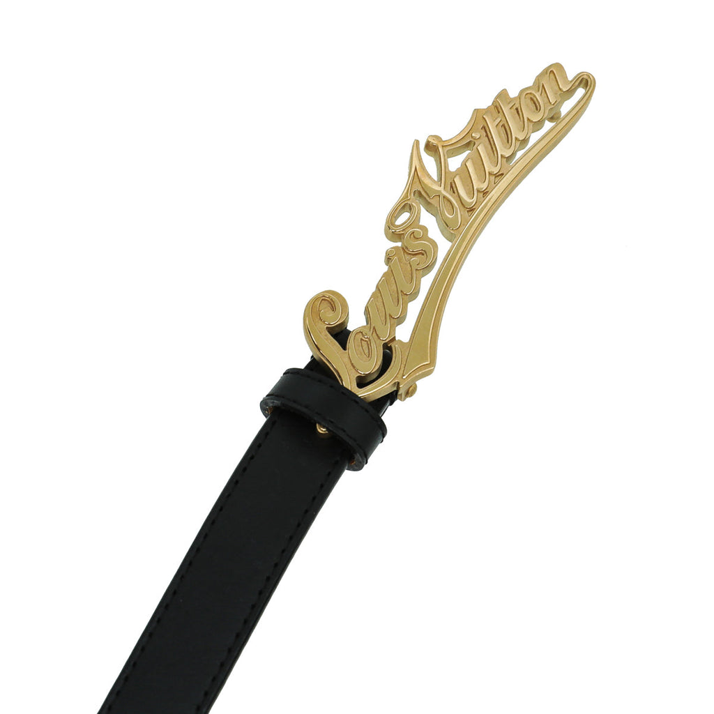 Louis Vuitton Black Signature Initiales Buckle Belt 32