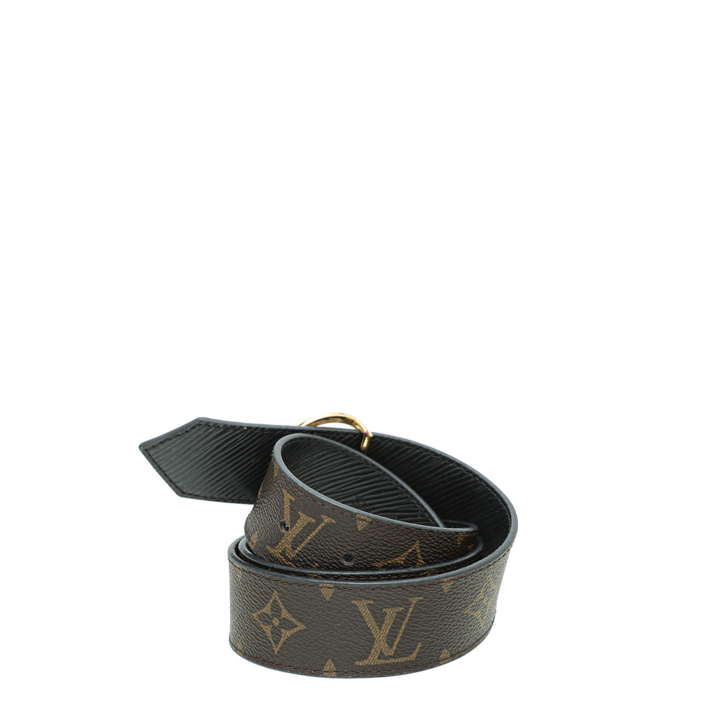 Louis Vuitton Monogram Black Circle Buckle Reversible 35mm Belt 30