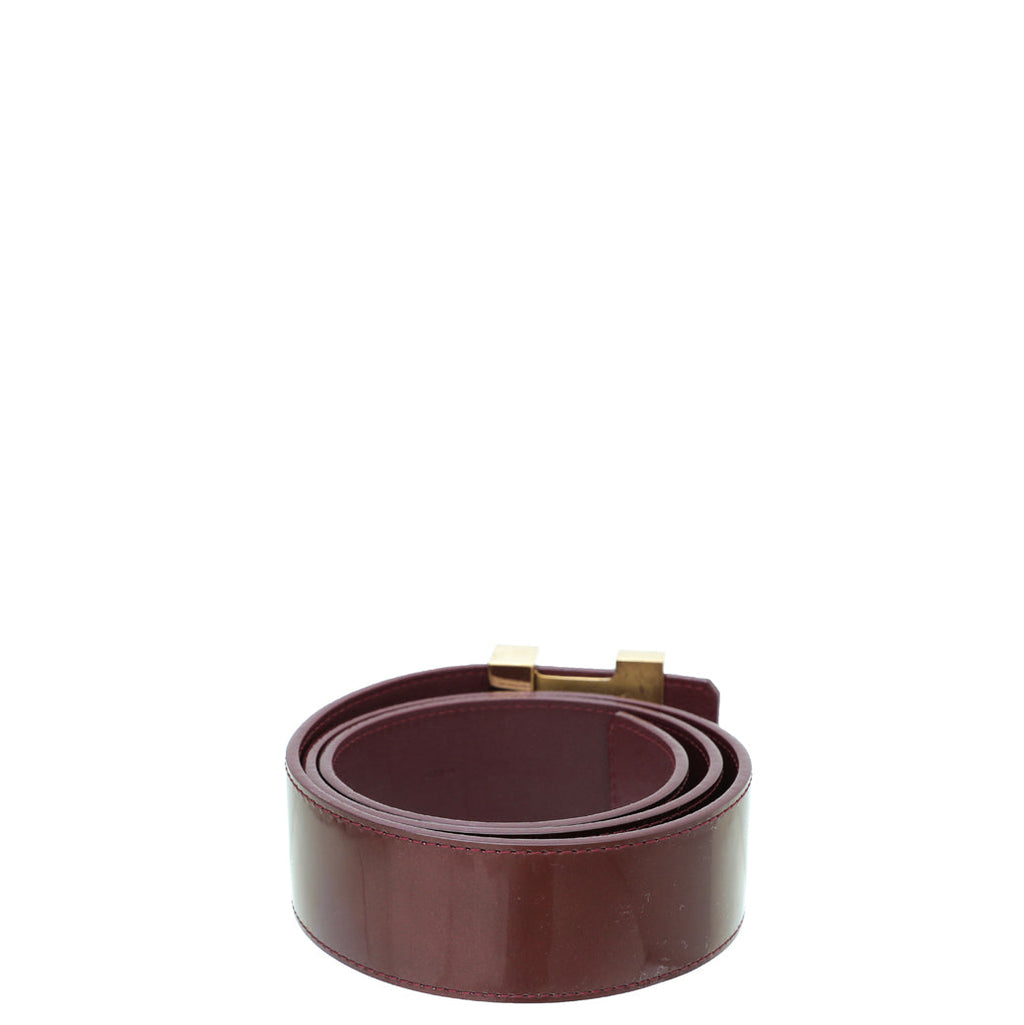 Louis Vuitton Rouge Fauvista Initials Buckle Vernis Belt 32