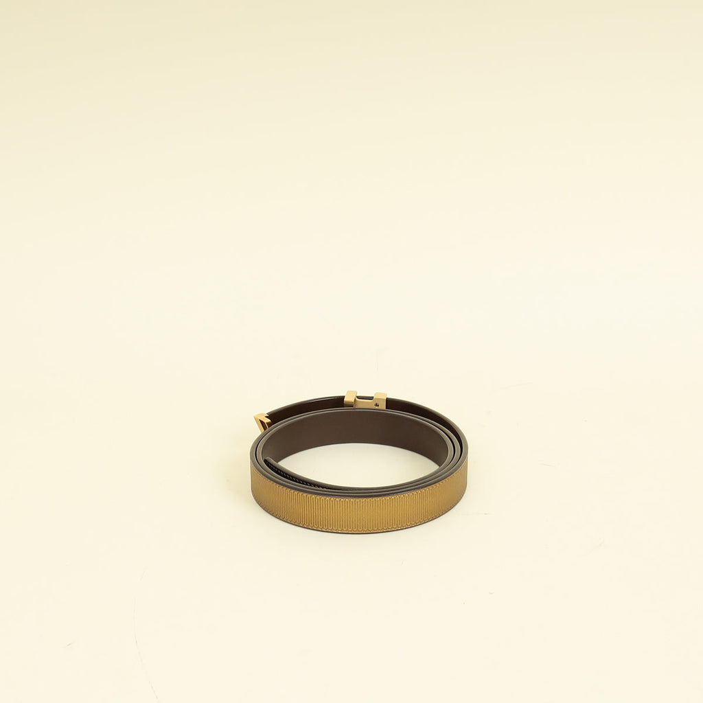Louis Vuitton Metallic Bronze Initials Buckle 20mm Belt 32