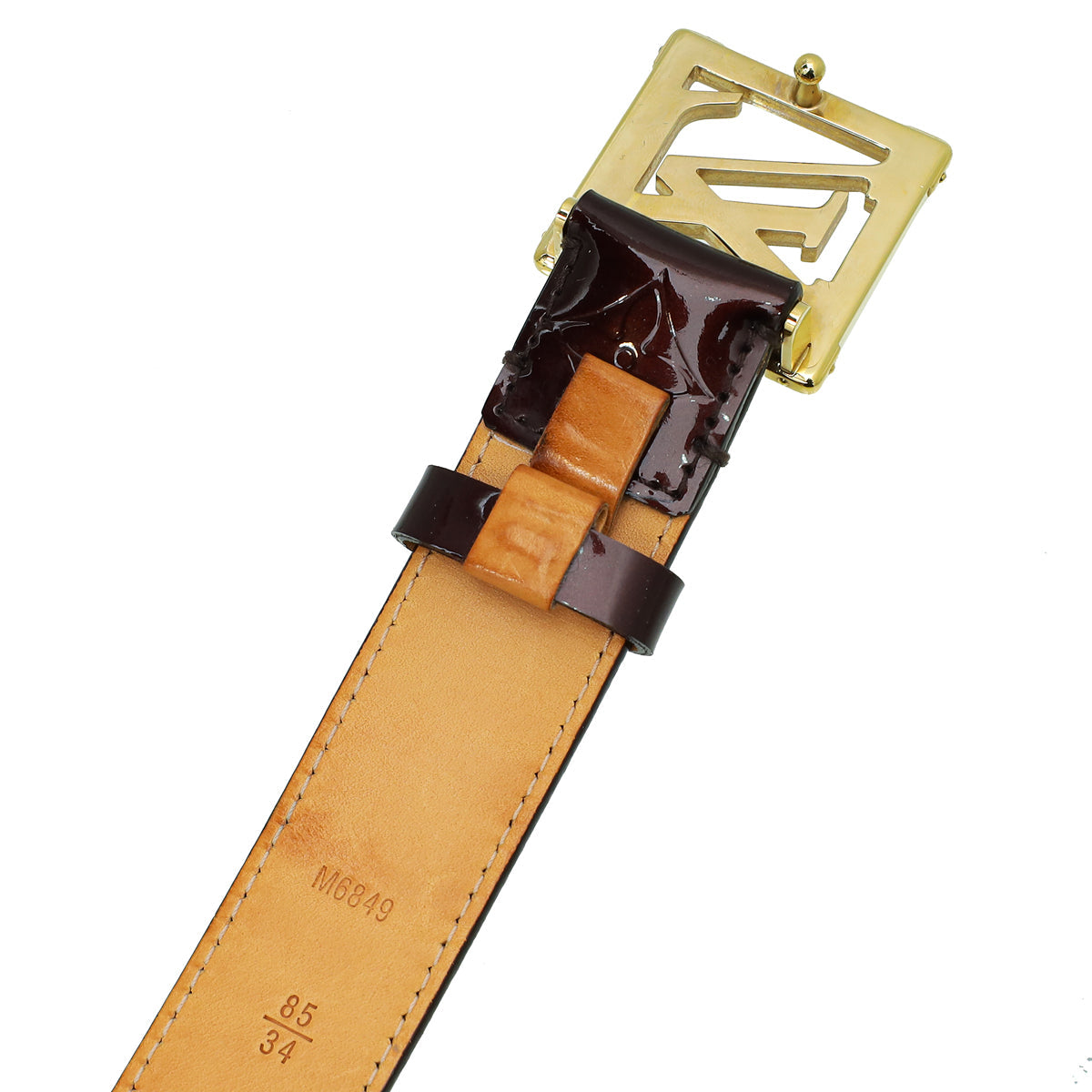 Louis Vuitton Amarante Monogram Vernis LV Frame Buckle Belt 34