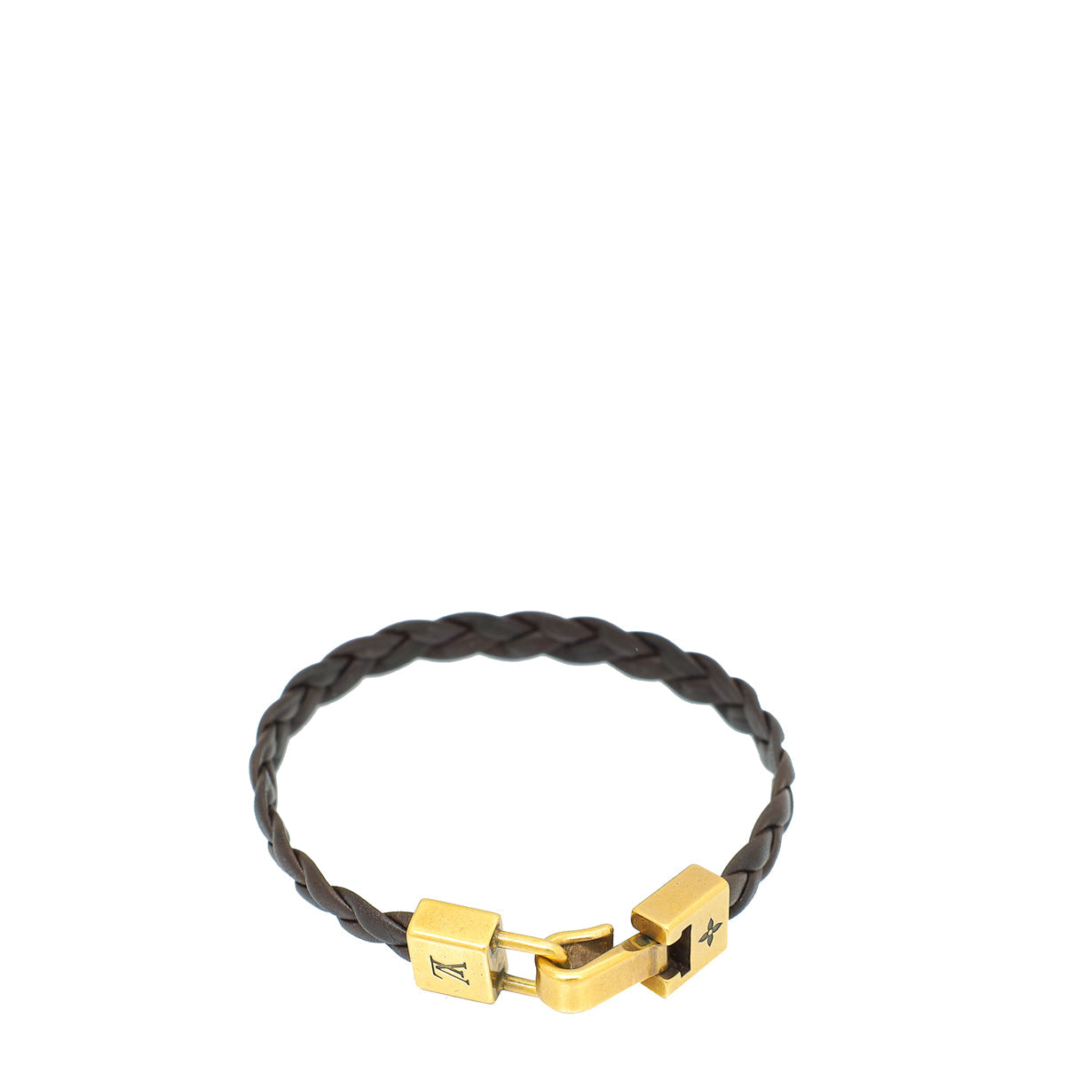 Louis Vuitton Chocolate Braided Leather Triogram Bracelet