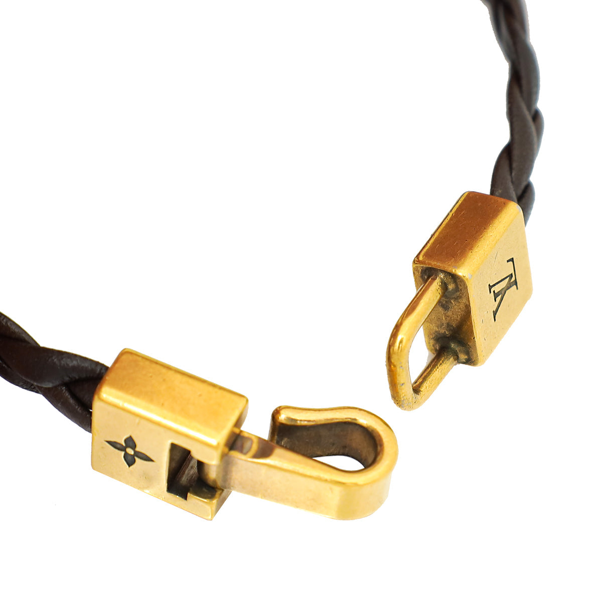 Louis Vuitton Chocolate Braided Leather Triogram Bracelet