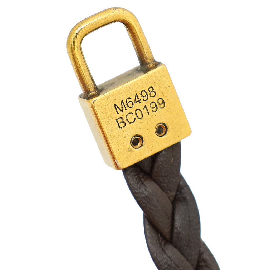 Louis Vuitton Chocolate Braided Leather Triogram Bracelet